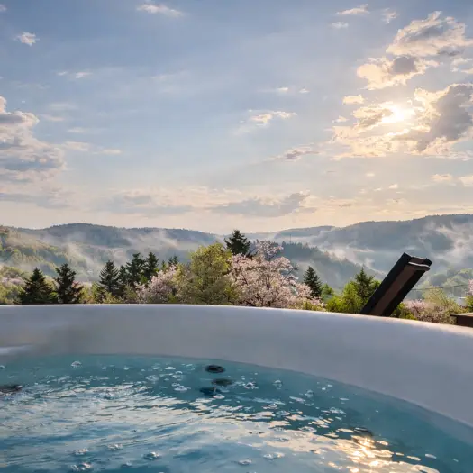 Espace spa du Chalet Terejo : sauna, hammam et jacuzzis avec vue Vosges
