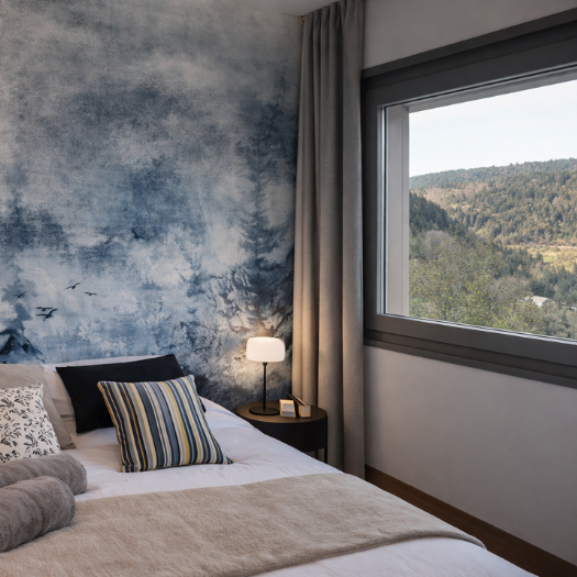 Chambre confortable avec vue sur les Vosges au Chalet Terejo