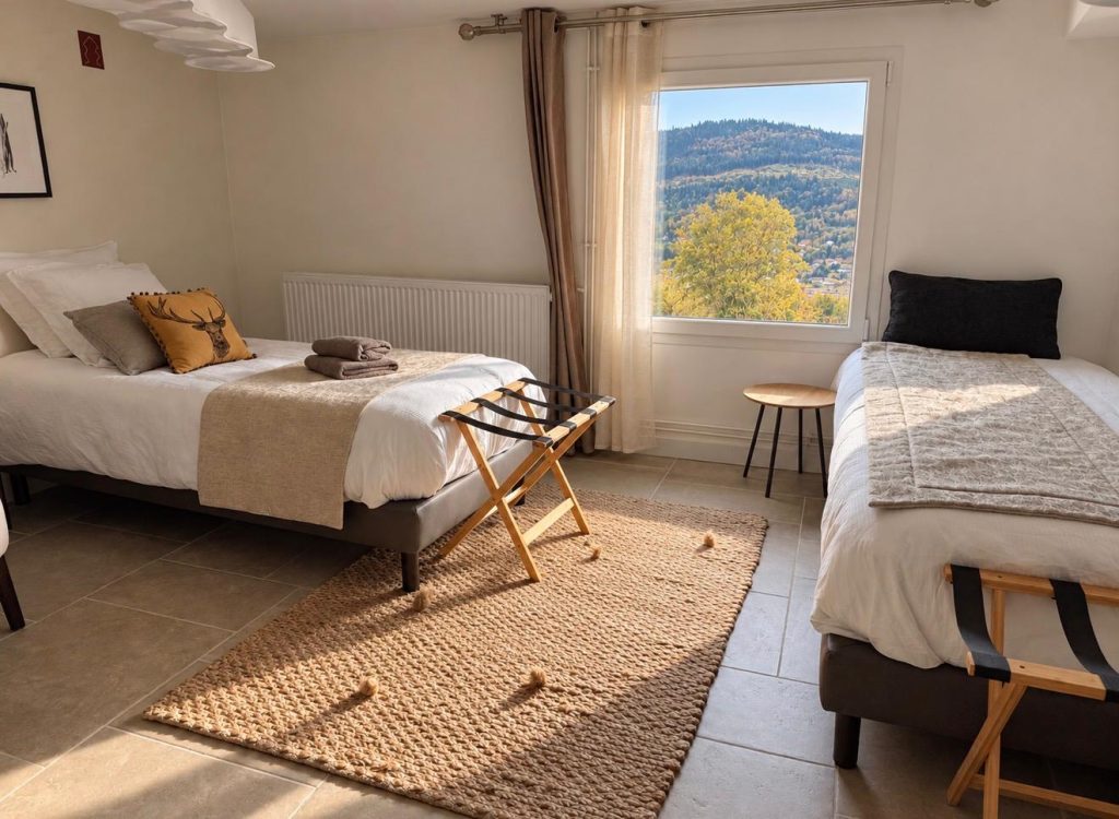 Chambre Hortensia du Chalet Terejo avec deux lits
